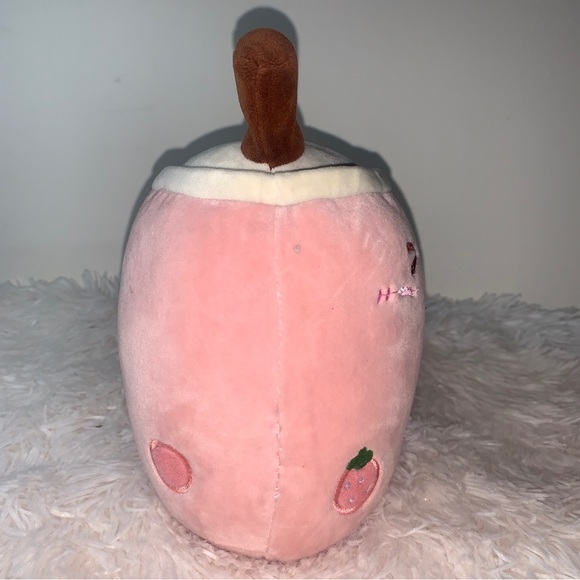 Pink Strawberry Bo Ba Milk Tea Cup Plushie Toy - Picture 2 of 7